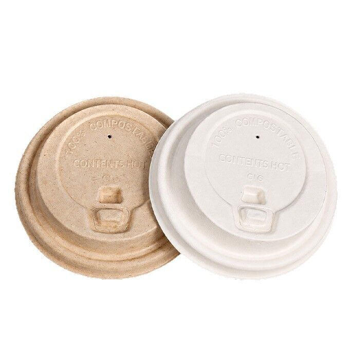 Wholesale 80/90 Caliber Eco-Friendly Bagasse Pulp Cup Lids - Biodegradable Disposable Covers for Hot & Cold Beverages (Coffee & Milk Tea)