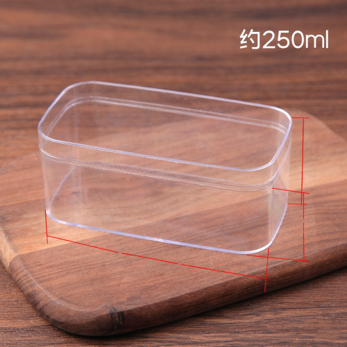 PS Disposable Plastic Box Tiramisu Packaging Boxes Clear 1mm Thick Dessert Containers 200,500g Capacity for Matcha Milk Foam
