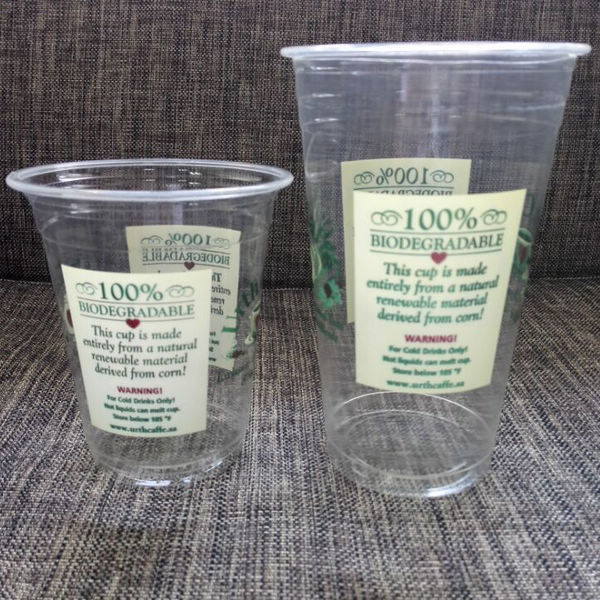 옥수수는 생물 분해성 PLA 컵과 Compostable 식기 12oz 16oz 20oz의 기초를 두었습니다
